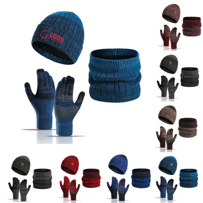 Acrylic Knit Beanie/Scarf/Gloves Set