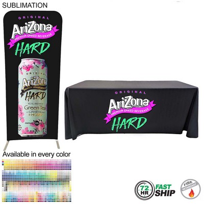 72 Hr Fast Ship - Tradeshow Booth Package Sleek, 3'W x 96"h EuroFit Display and 6' Sub Tablecloth