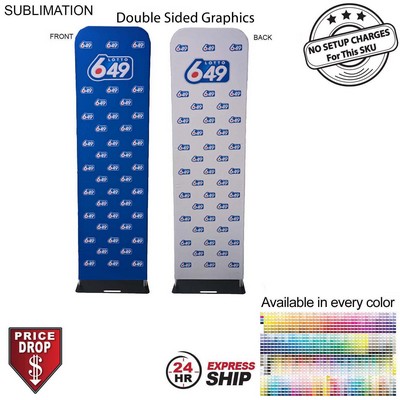 24 Hr Express Ship- 2'W x 90"H EuroFit Banner with Steel Base, Full Color Graphics 2 Sided, NO SETUP