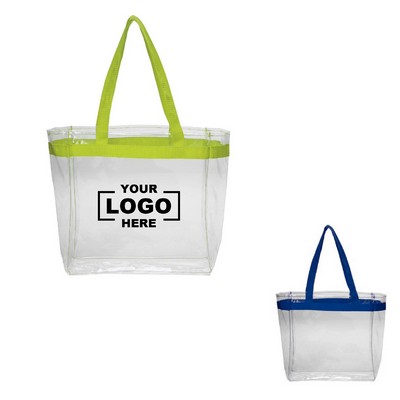 Color Handles Clear Plastic Tote Bags.