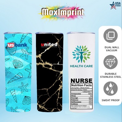 20oz Skinny Stainless Steel Tumbler Full Wrap Printing Included