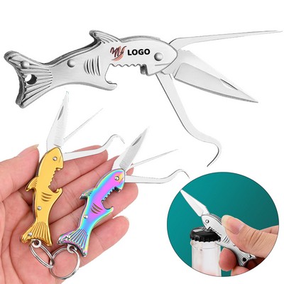 Shark-shaped Folding Knife With Keychain