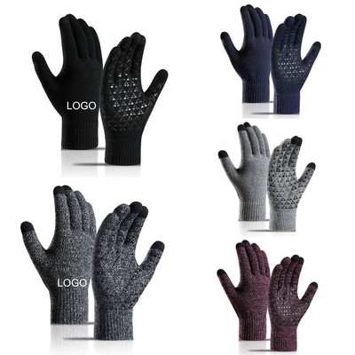 Winter Warm Windproof Touch Screen Fleece Thickened Cycling Knit Gloves