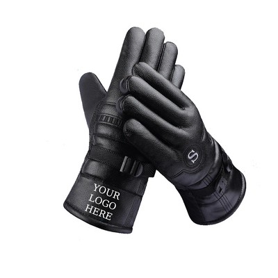 PU Leather Winter Gloves For Men's