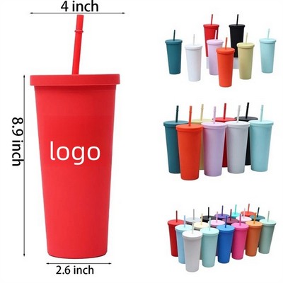 24oz Double Colorful Plastic Milk Tea Straw