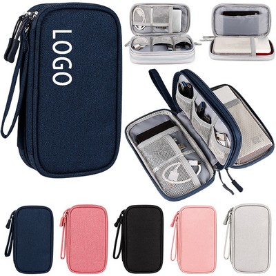 Portable Double Layer Electronic Data Cable Storage Bag