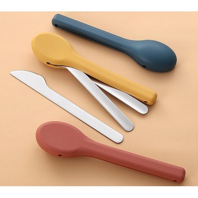3pcs Outdoor Cutlery Set With Silicone Pouch