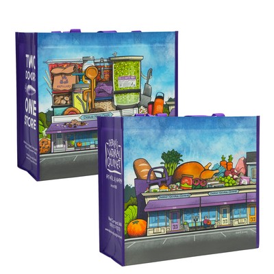 145g Full-Color Laminated RPET Custom Shopping Bag (15.5"x14"x7")