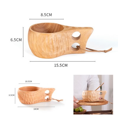 9oz Hand-carved Natural Wooden Coffee Mug