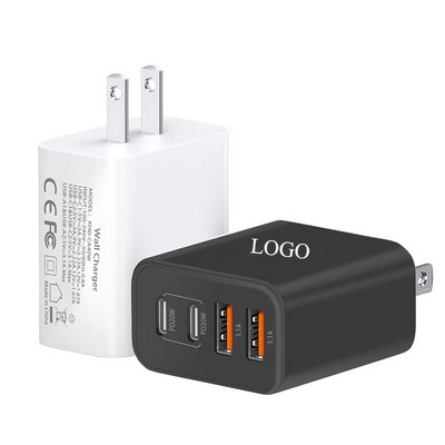 4-in-1 Custom 40w PD 20W Multi Ports USB A/C Wall Charger