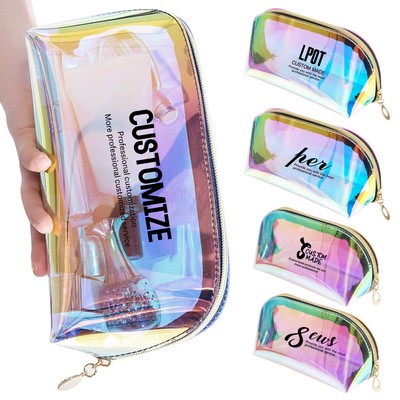 Transparent TPU Laser Holographic Cosmetic Makeup Bag