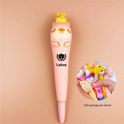 Dolphin Stress Reliever Pen 2 In 1 Squeeze Toy Pen PU Foam Gel Ink Pen