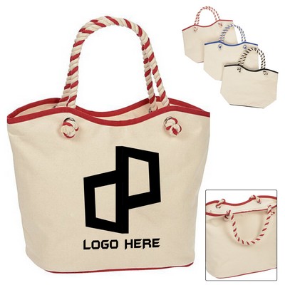 Zipper Tote Bags W/ Decorative Rope Handle