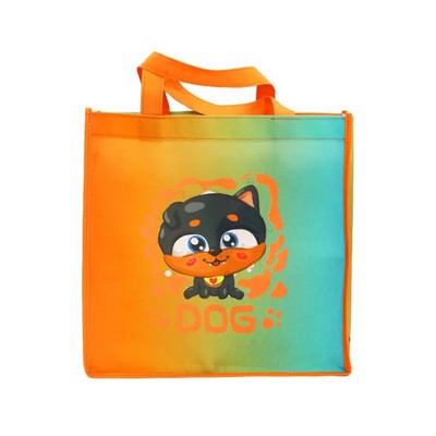 5" Gusset Cotton Tote Bags with Full Color Grocery Bag