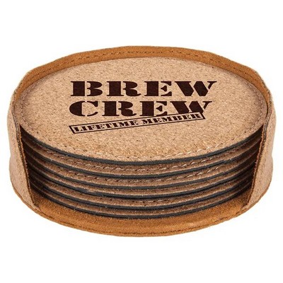 4" Round Cork Coaster Set of 6