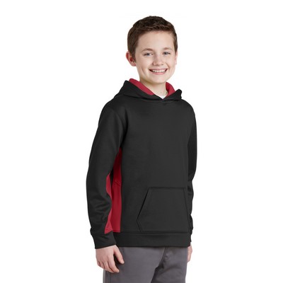 Sport-Tek Youth Sport-Wick Fleece Colorblock Hooded Pullover
