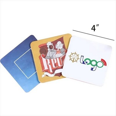 Double Sided Customized 4" Square Paper Coaster