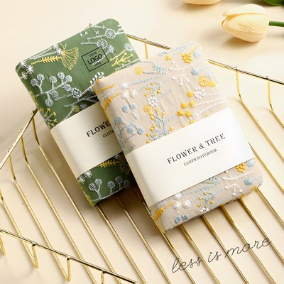A6 Embroidered Linen Notebook