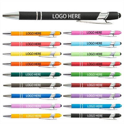 2 In 1 Colorful Metal Ballpoint Pens With Stylus Tip