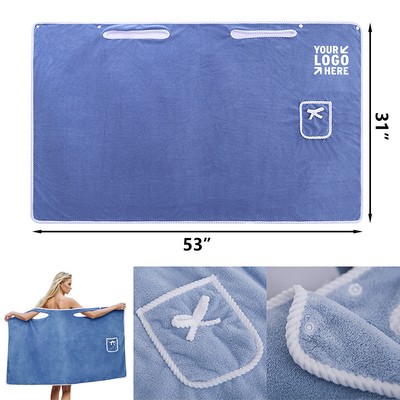 Coral Fleece Bath Wrap Soft Absorbent Wearable Towel