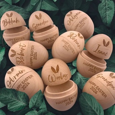 Custom Hollow Wooden Carved Easter Egg