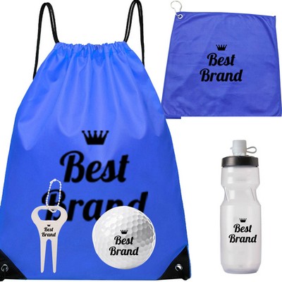 Custom Jogger Bottle Golf Gift Set With Drawstring Bag