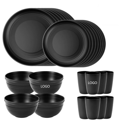 Wheat Straw Black Dinnerware Set