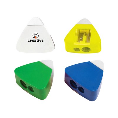 Double Hole Multicolored Sharpener With Eraser