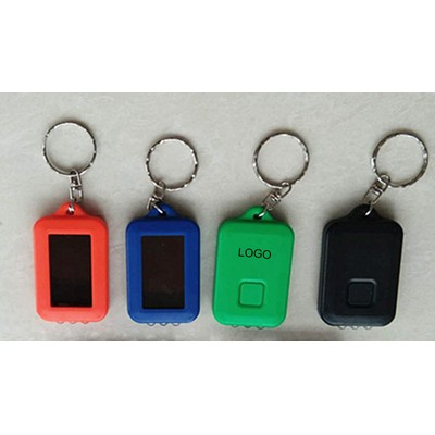 Solar Power LED Flashlight Keychain