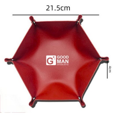 Hexagonal Leather Storage Tray
