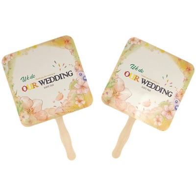 Wooden Handled Handheld Paper Fan