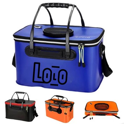 EVA Folding Fishing Outdoor Bucket with Mesh Lid