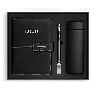 A5 Leather Notebook/ Insulated Thermos/ USB Drives and Executive Pen Gift Set