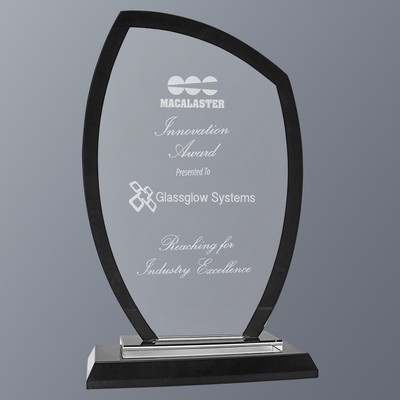Regal Peak Glass Award with Black Edges and Base, Medium (4-3/4"x 7-1/2"H)