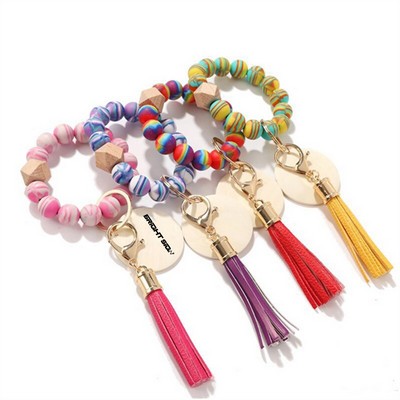 Tie-Dye Silicone Bead Keychain