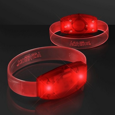 Laser Engraved - Red "Galaxy Glow" LED Band Bracelet, Patent Pending - PRINTED