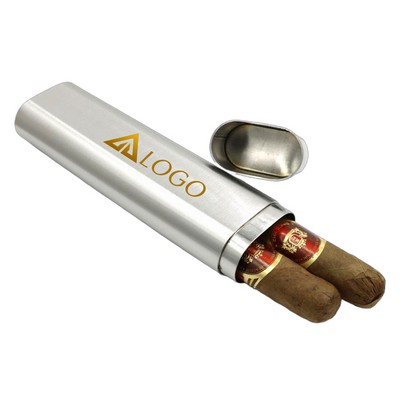 Brushed Stainless Steel Cigar Tube Case