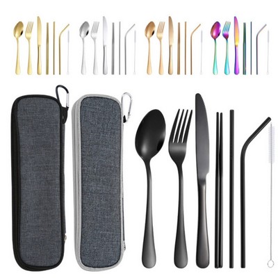 6 Piece Reusable Stainless Steel Cutlery Set