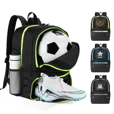 Water-Resistant Soccer Backpack With Ball And Shoes Compartment