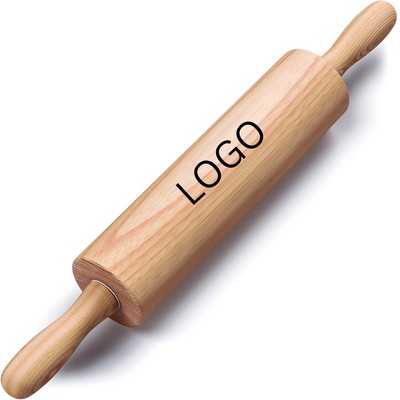 17.6'' Classic Wooden Rolling Pin with Revolving Handles