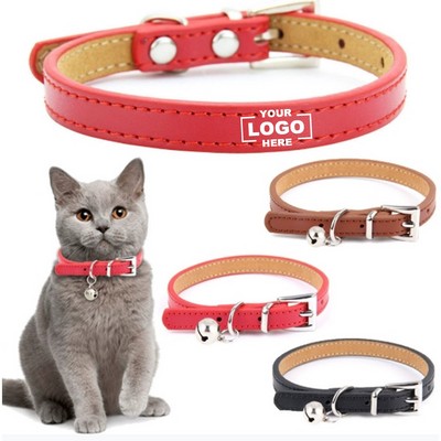 Leather Pet Collar with Bell
