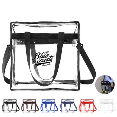 Transparent Stadium PVC Tote Bag with Shoulder Strap