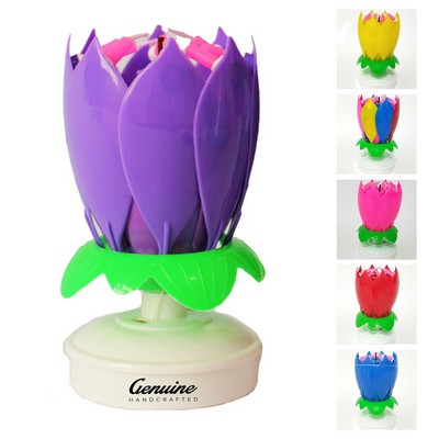Musical Lotus Flower Rotating Birthday Candle