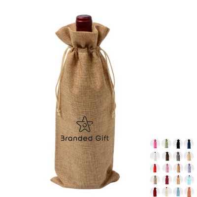 Linen Drawstring Wine Bag