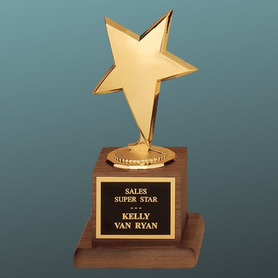 Modern Star Casting on Walnut Finish Base Series, Medium (3-1/2"x6-3/4"H)