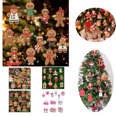 Gingerbread Man Ornaments 12pcs Xmas Tree Decor