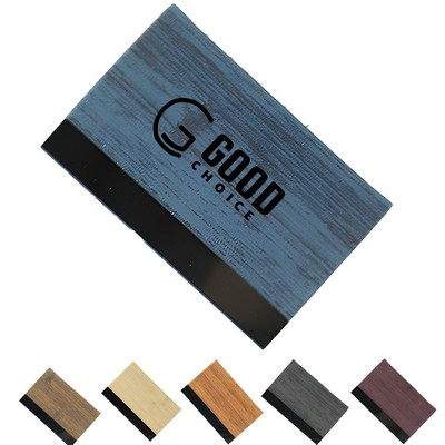 Wood Grain Leather Business Card Holder