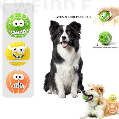 Squeaky Latex Funny Face Pet Ball