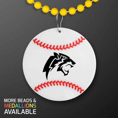Baseball Medallion with Fuchsia Beaded Necklace (Non Light Up) - PRINTED