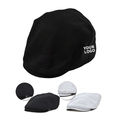 Polyester Flat Crown Newsboy Cap With Elastic Back 10.2" x 4.3"